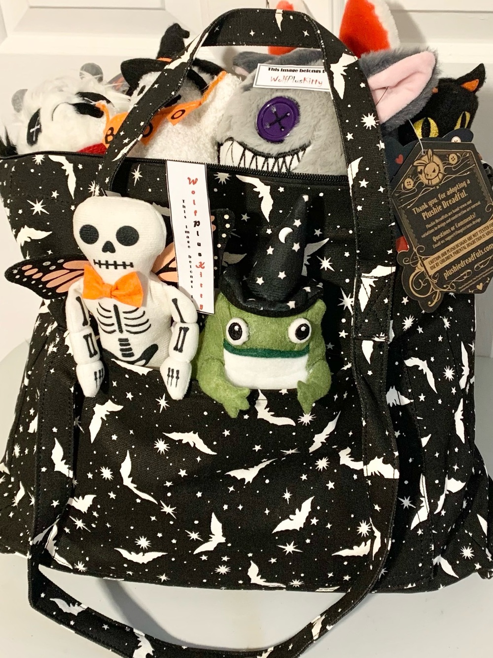 Torrid Denim Bat Big Tote Zip Top Goth Celestial Halloween Bag NEW - Bag Only